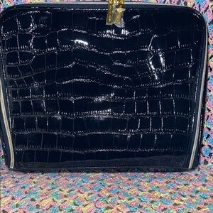 Black Croc Patent Travel Case